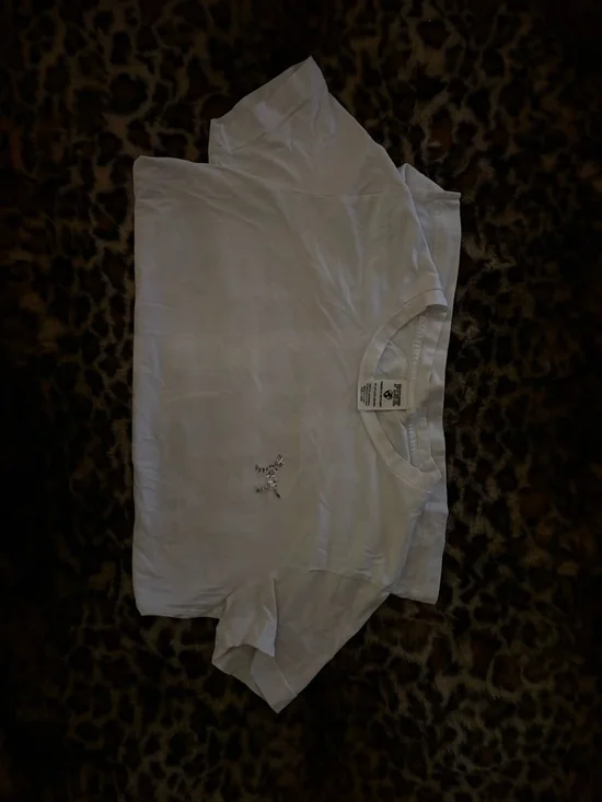 PINK Victoria's Secret White Sequin Logo & Silver Glitter Dog Tee - Picture 3 of 3